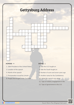 Gettysburg Address Crossword Puzzle