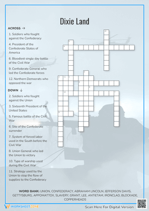 Dixie Land Crossword Puzzle