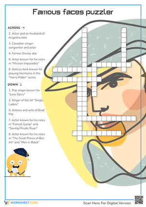 Famous Faces Puzzler Crossword Puzzle