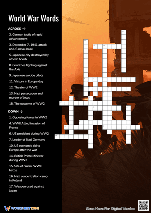 World War Words Crossword Puzzle