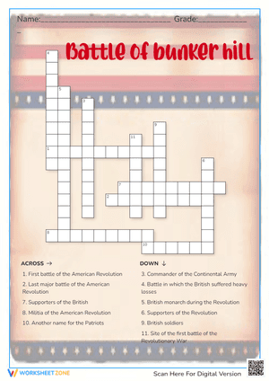  Battle of bunker hill Crossword Puzzle 