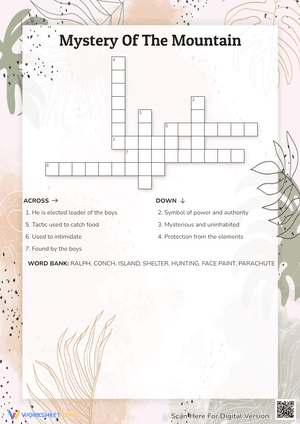Mystery Of The Mountain Crossword Puzzle