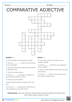 Comparative Adjective Crossword Puzzle