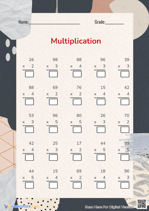 Multiplication 2 digit by 1 digit (with regrouping)