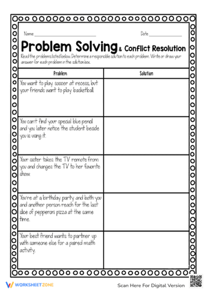 Problem Solving and Conflict Resolution Worksheet