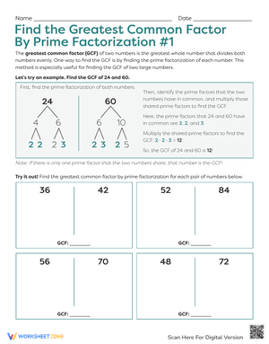 Find the Greatest Common Factor By Prime Factorization 1