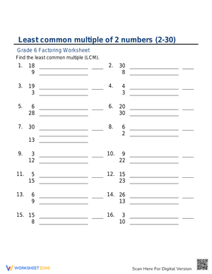 Least common multiple of 2 numbers part 1