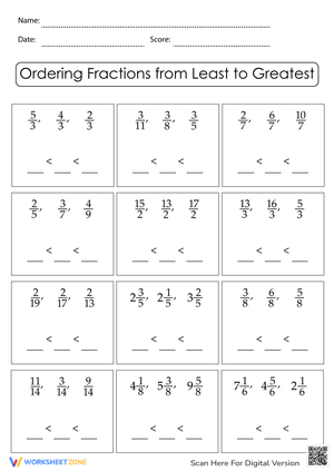 Ordering Fractions from Least to Greatest 2