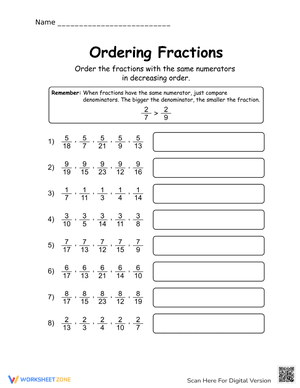 Ordering Fractions 4