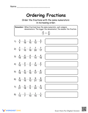 Ordering Fractions 3