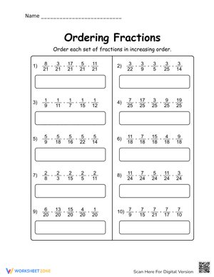 Ordering Fractions 5