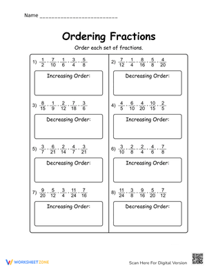 Ordering Fractions 11