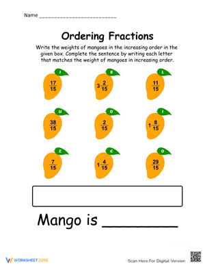 Ordering Fractions Mango