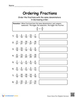Ordering Fractions 2
