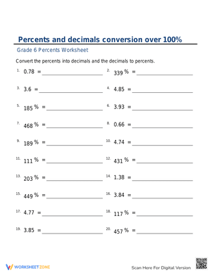 Percents and decimals conversion 1