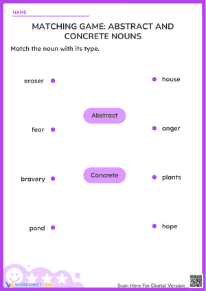 MATCHING GAME - ABSTRACT AND CONCRETE NOUNS