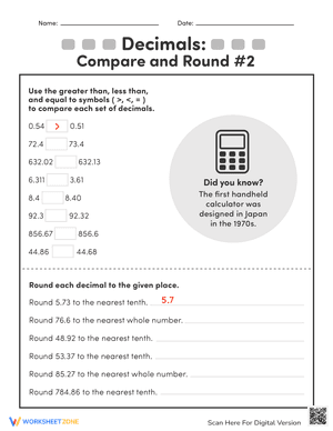 Compare and Round Decimals #2