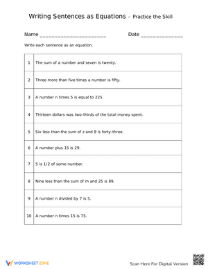Writing Equations - Practice the Skill 2