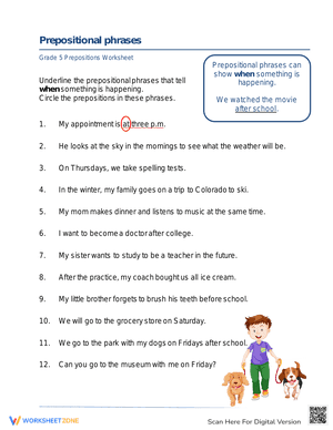 Prepositional phrases worksheets 2