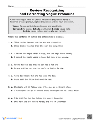 Review Recognizing and Correcting Vague Pronouns 1
