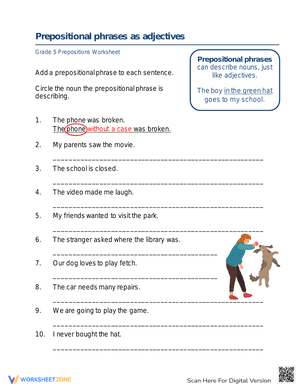 Prepositional phrases & adjectives 2