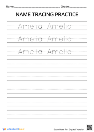 Name Tracing: Amelia