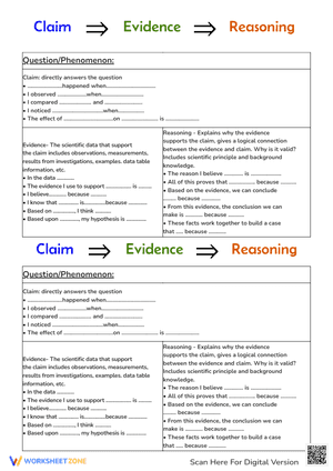 Claim Evidence And Reasoning Worksheets