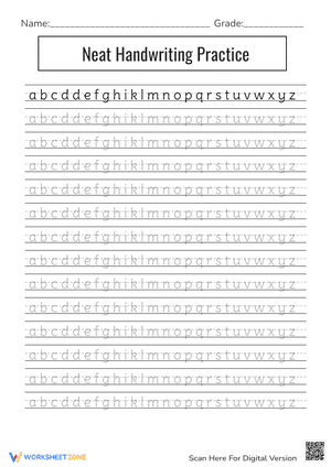 Neat Handwriting Practice Worksheet - Alphabet