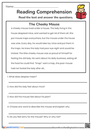 Reading Comprehension The Cheeky Mouse Worksheets