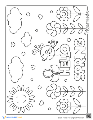 spring-coloring-pages-hello-spring-kids-poster