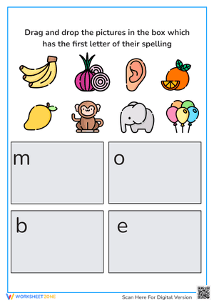 Drag And Drop Pictures With Starting Letter Worksheets