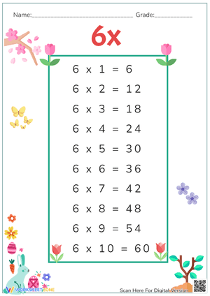 6x multiplication table