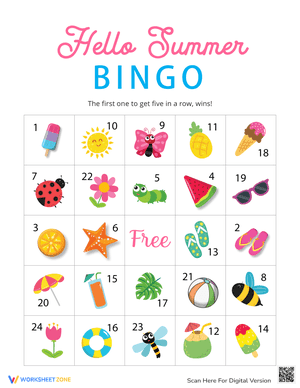 Hello Summer Bingo Cards 1