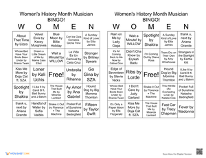 Women's History Month Musician BINGO 16