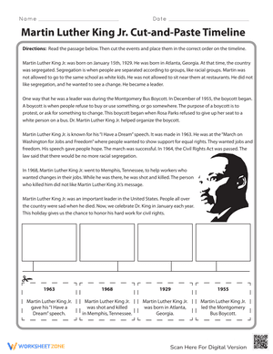 Martin Luther King Jr. Cut-and-Paste Timeline