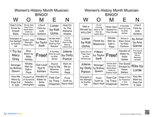 Women's History Month Musician BINGO 14