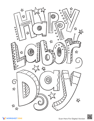 Happy Labor Day Doodle coloring page