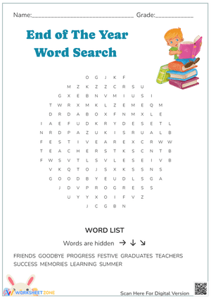 End of The Year Word Search 