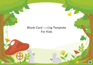 Blank Card Spring Greeting Card Template For Kids