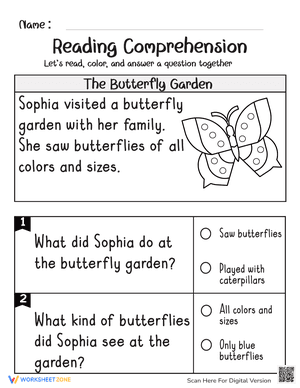 Reading Comprehension Passages - The Butterfly Garden
