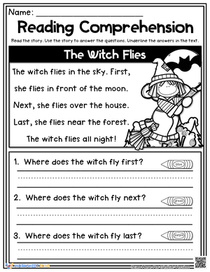 Autumn Reading Comprehension - The Witch Flies 2