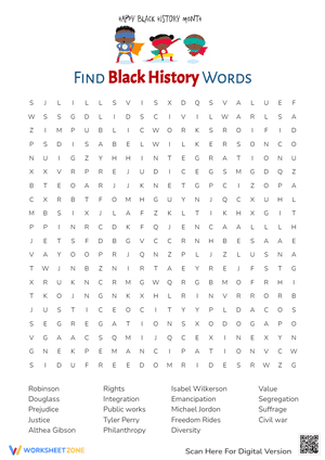 Black History Word Search Printable