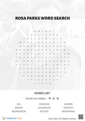 Rosa Parks word search
