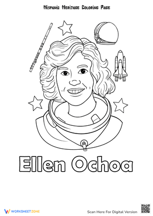 Ellen Ochoa Hispanic Heritage Month Coloring