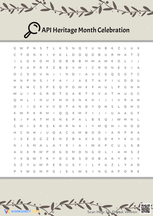 API Heritage Month Celebration Word Search