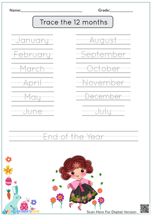 Trace the 12 months- End of The Year Tracing