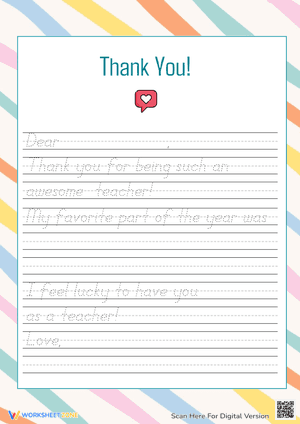 End of Year: Teacher Appreciation Printable Letter