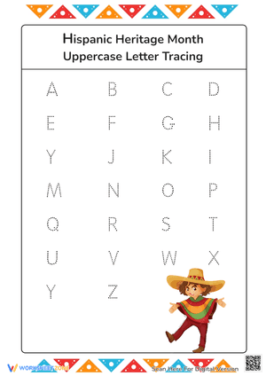 Hispanic Heritage Month with Uppercase Letter Tracing