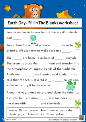 Earth Day - Fill in The Blanks worksheet