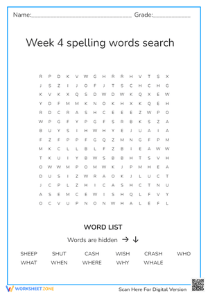 Week 4 spelling words search
